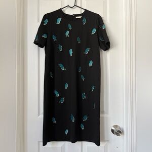 BOSS Hugo Boss Black Embroidered Graphic Shift Dress Medium